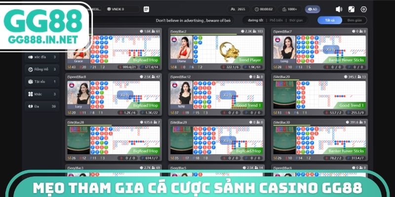 Mẹo tham gia cá cược sảnh Casino GG88